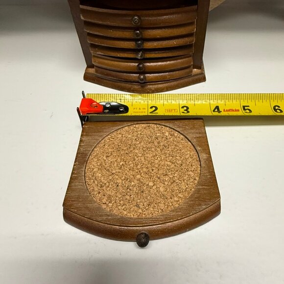 VINTAGE Wooden Mini Chest of Drawers Coaster Set Wood/Cork - Picture 6 of 12